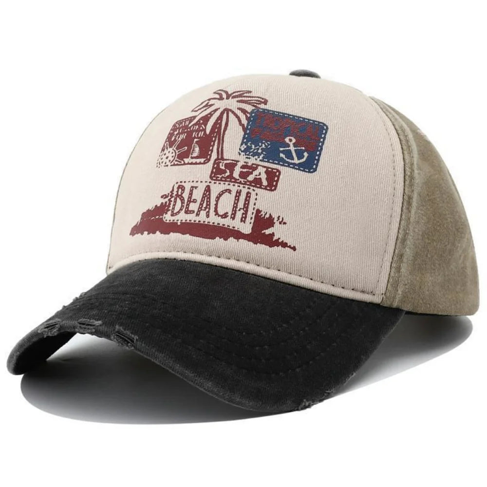 Retro BEACH Embroidery Baseball Hat