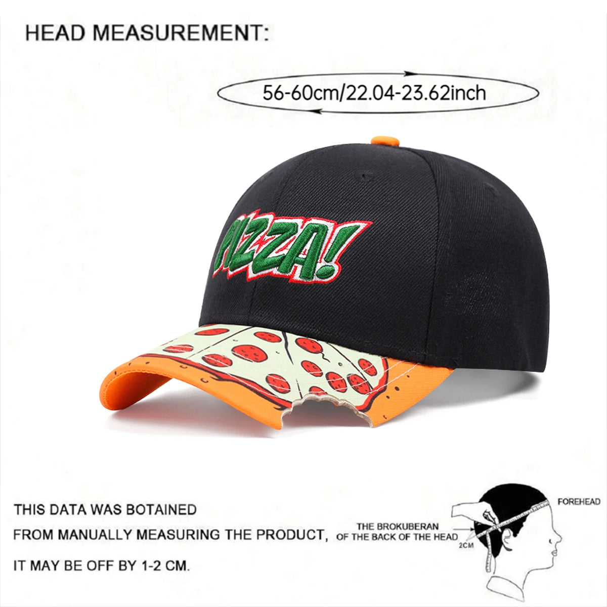 2025 New Pizza Design Embroidered Baseball Hat