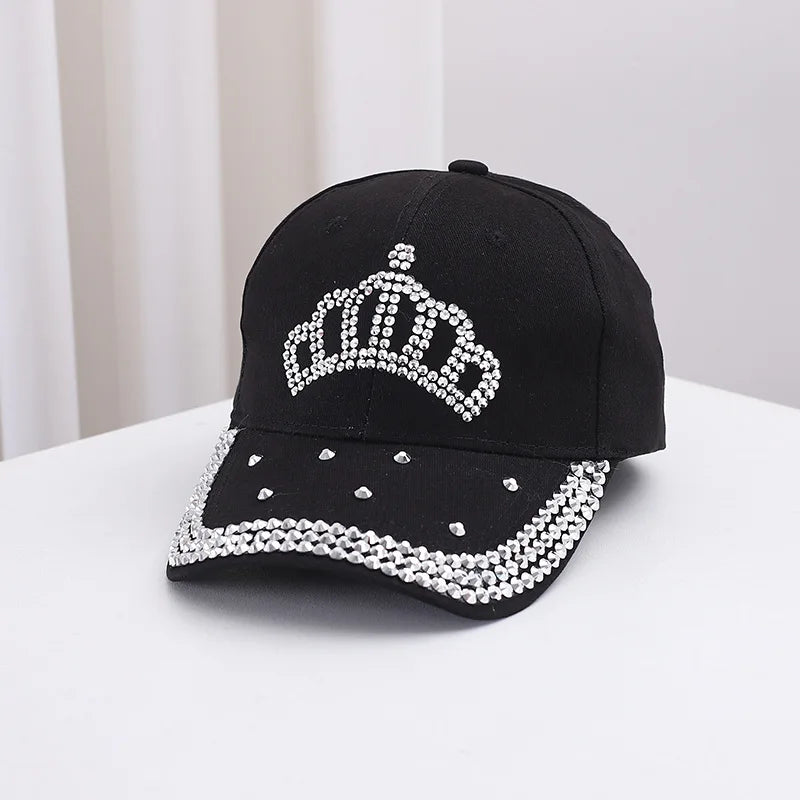 Men's and Women's New Summer Fashion Casual Hot Diamond Crown Cap Baseball Cap