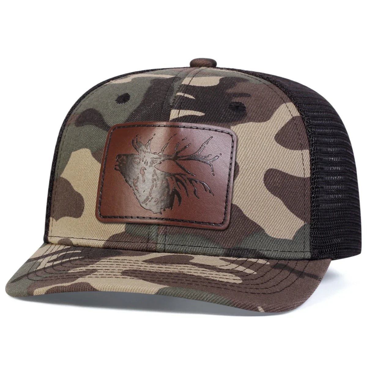 Unisex Deer Head Leather Label Baseball Net Caps