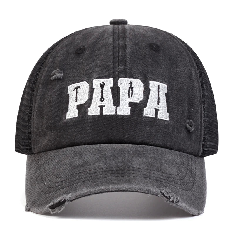 Unisex PAPA Letter Embroidery Baseball Net Caps Sunscreen Hat Sports Cap