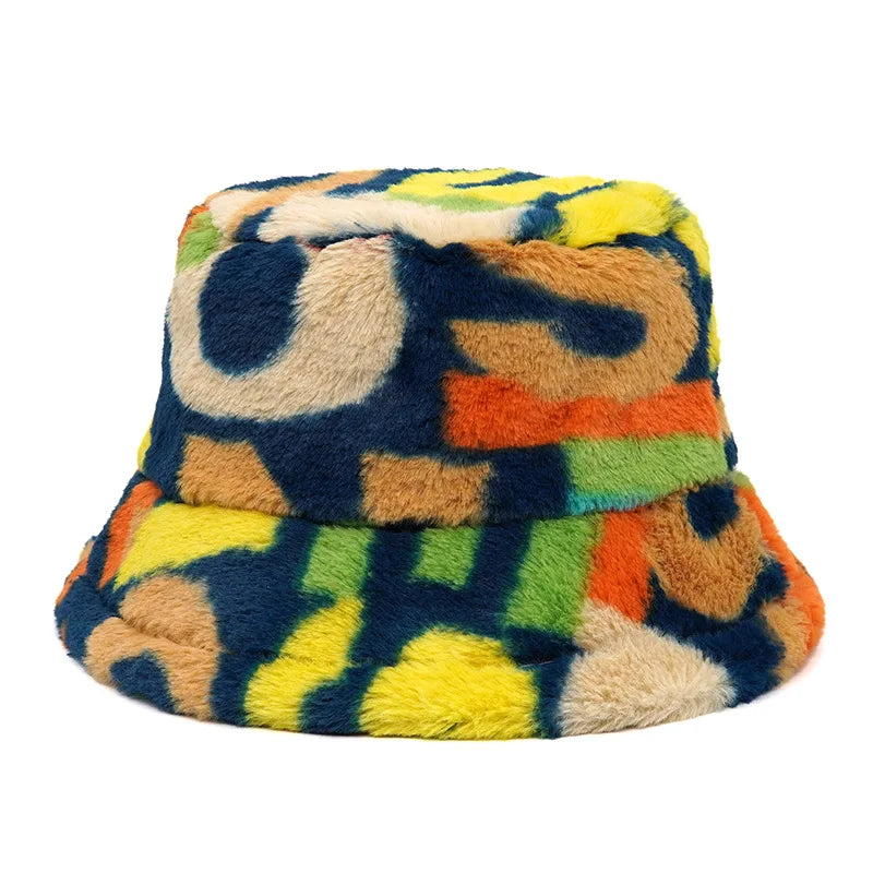 Winter Bucket Hat Women's Fashion Leopard Panama Warm Hat For Women