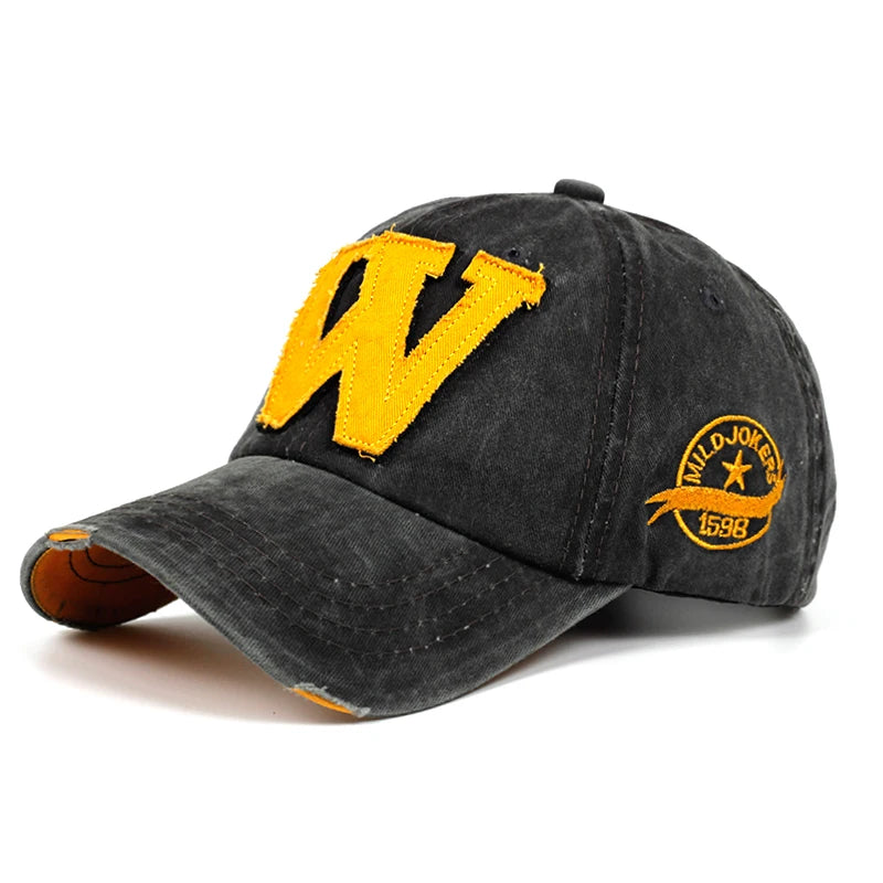 New Cotton Letter W Baseball Cap Retro Outdoor Sports Caps Women Bone Gorras Curved