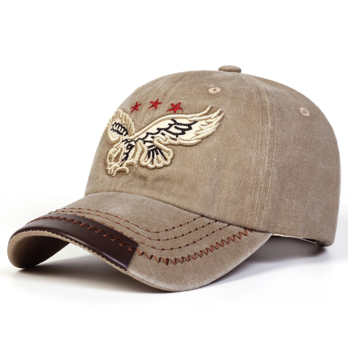 Unisex Eagle Pentagram Embroidery Wash Baseball Caps