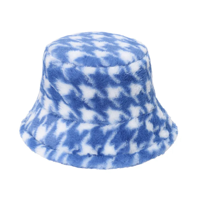 Winter Bucket Hat Women's Fashion Leopard Panama Warm Hat For Women