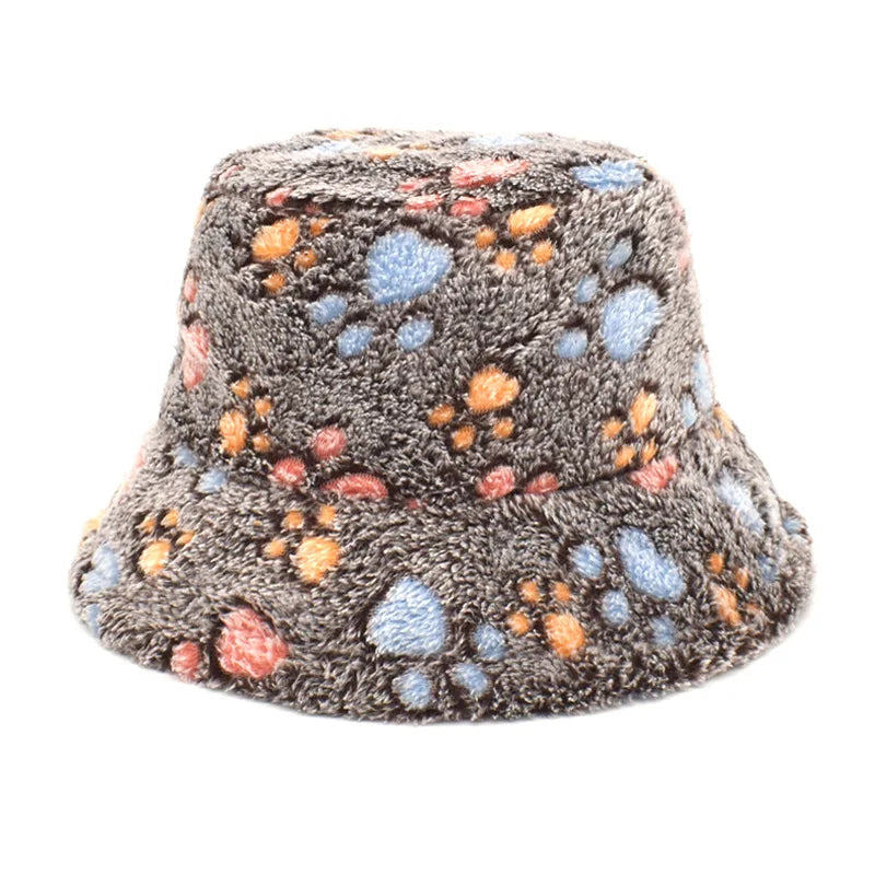 Winter Bucket Hat Women's Fashion Leopard Panama Warm Hat For Women