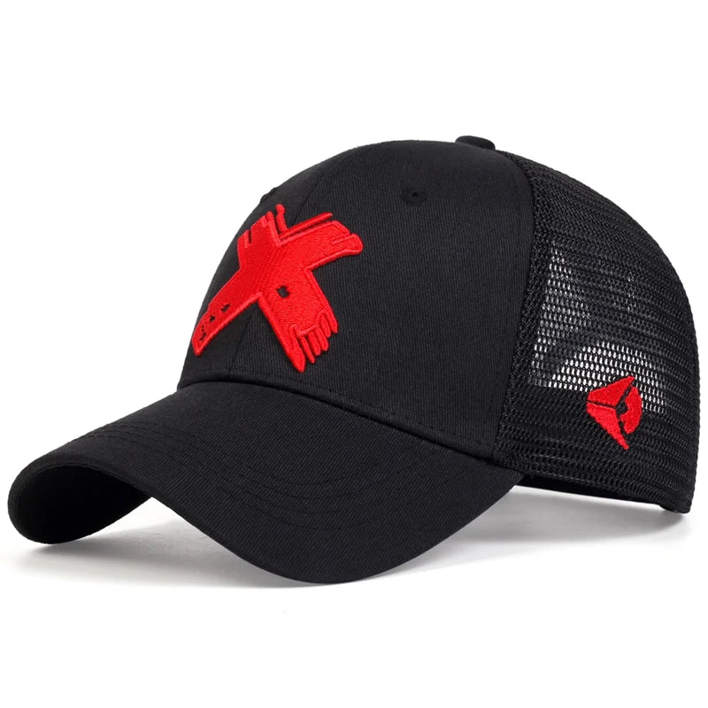 Unisex X Letter Embroidery Baseball Net Caps