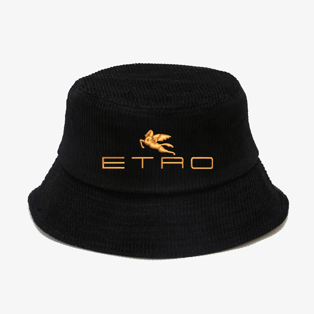 'E' Embroidery Corduroy Bucket Hat Breathable Sun Hat Unisex Fisherman Cap For Men & Women