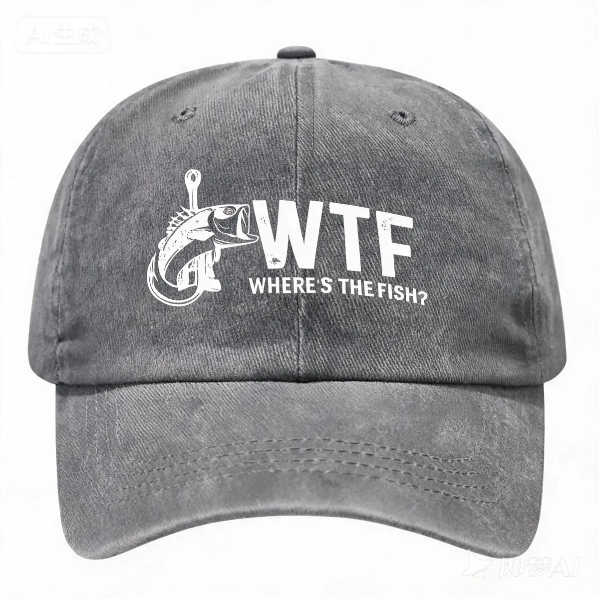 Where Is the Fish WTF Distressed Baseball Cap