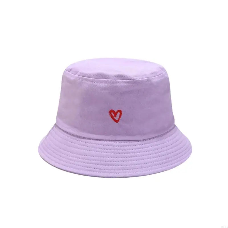 Stylish Bucket Hats With Heart Embroidery Ladies Girls Fashion Sun Hats