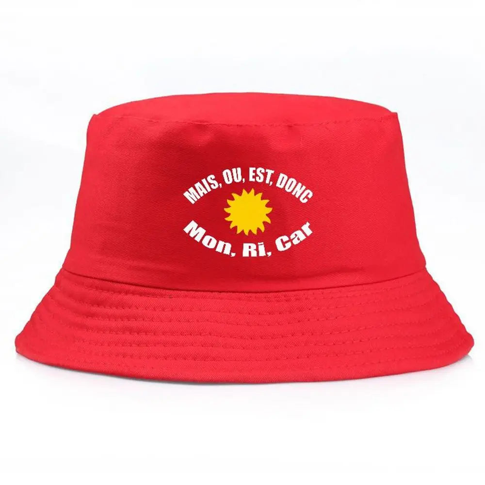 Black Bucket Hat With Sun Embroidered Summer Fisherman Cap For Men Women