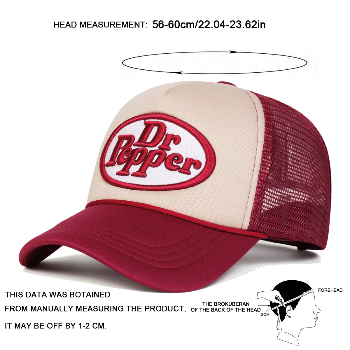 Unisex Dr Pepper Letter Embroidered Baseball Caps