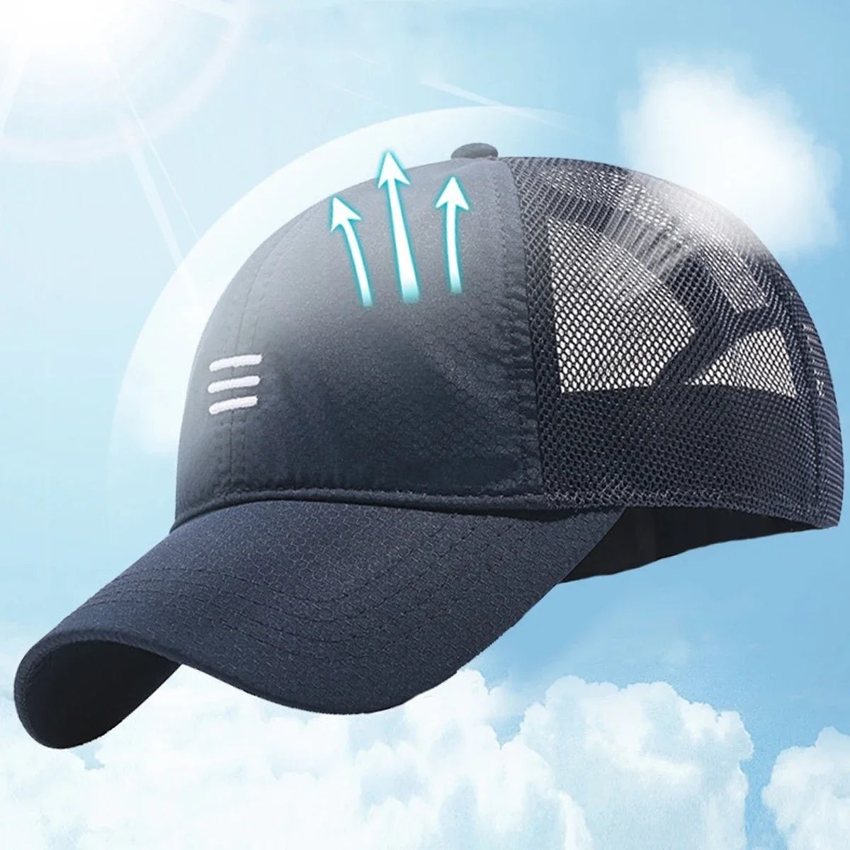 Unisex Three Horizontal Embroidered Quick Drying Baseball Caps