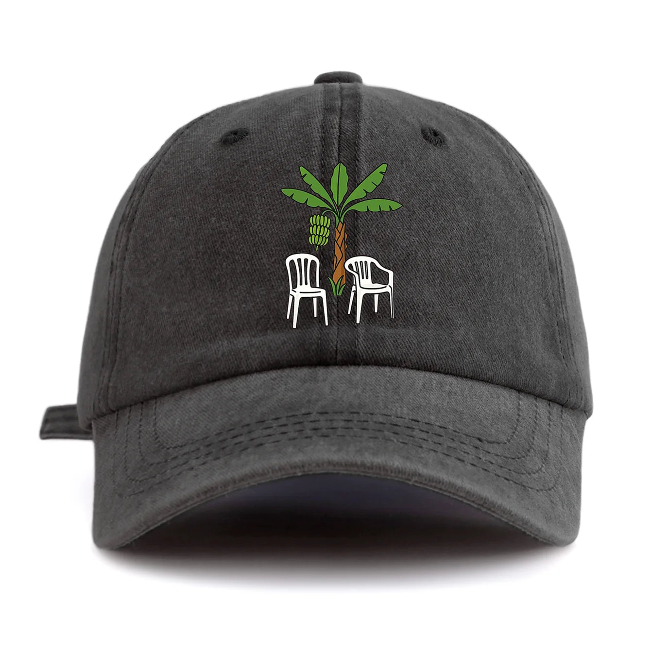 Chair And Tree Print Washed Baseball Cap