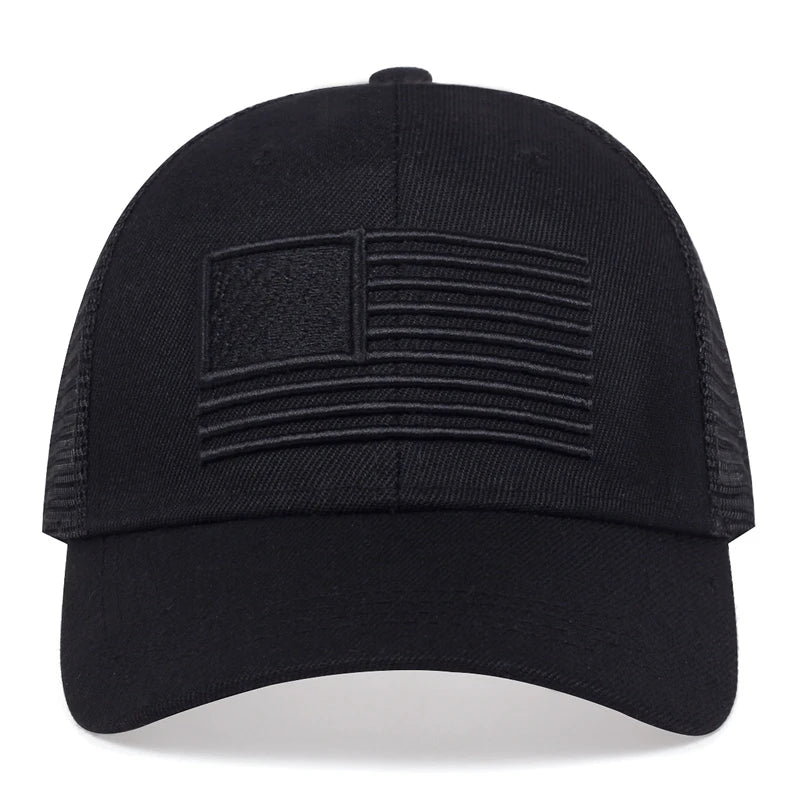Fashion American Flag Embroidery Baseball Net Caps