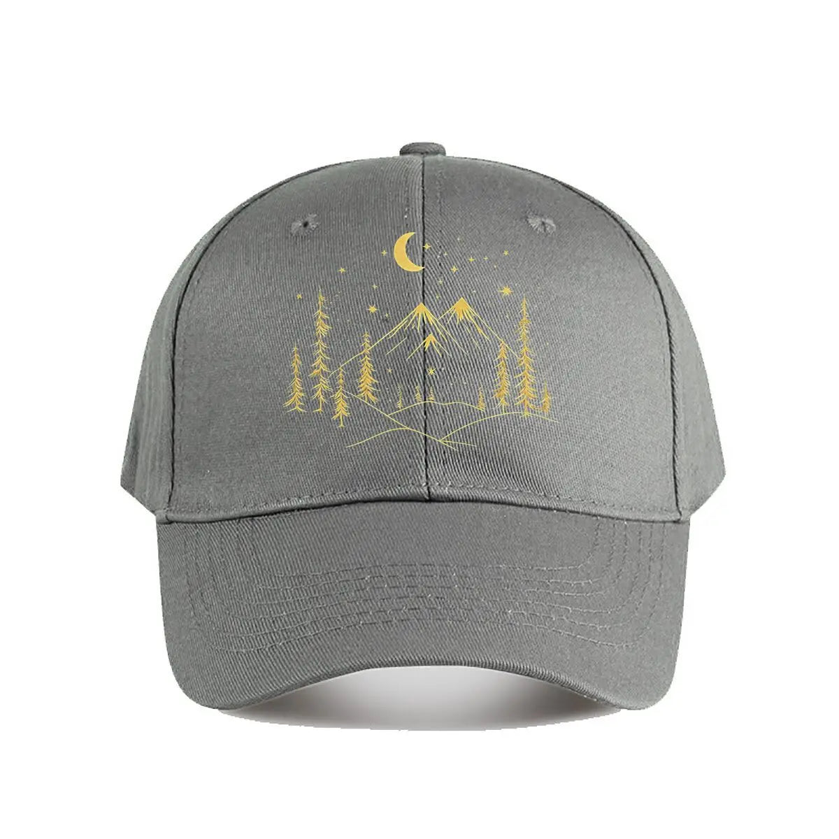 Pink Vintage Baseball Cap Mountain Moon Tree