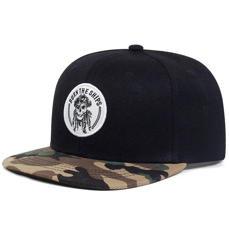 Unisex Skeleton Head Ship Anchor Embroidery Hip-hop Hats