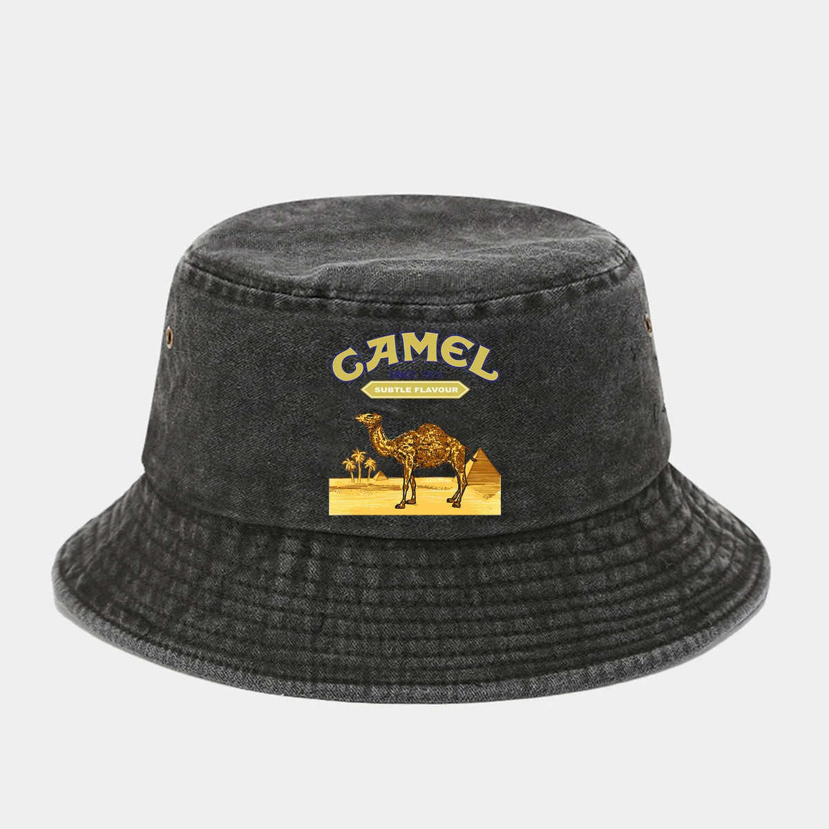 "Camel Trophy" Printed Washed Retro Sunshade Bucket Hat Outdoor Fashion Accessory