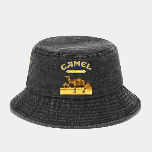 "Camel Trophy" Printed Washed Retro Sunshade Bucket Hat Outdoor Fashion Accessory