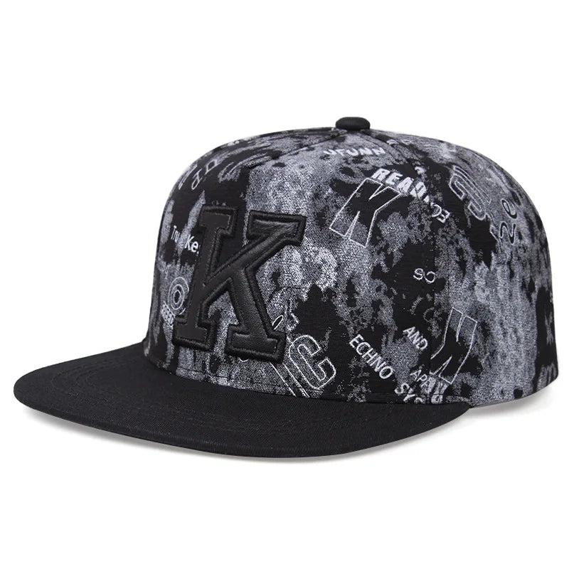 Spring/Summer New Printed K Letter Snapback Cap