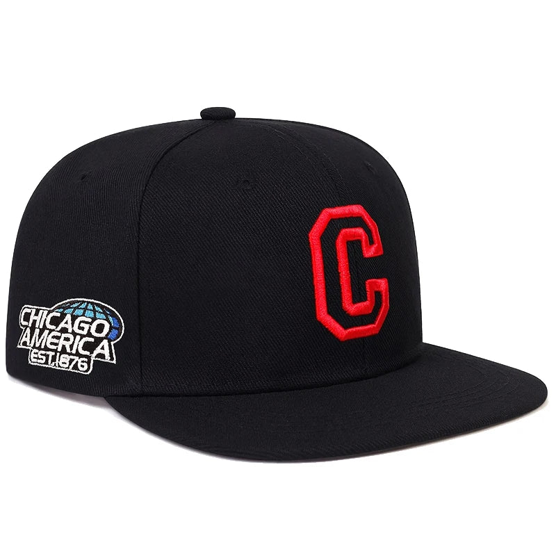 Unisex CHICAGO Embroidery Baseball Cap Cotton Snapback Hats