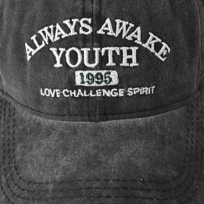 Unisex Washed Cotton Caps Letter Embroidery Vintage Baseball Cap
