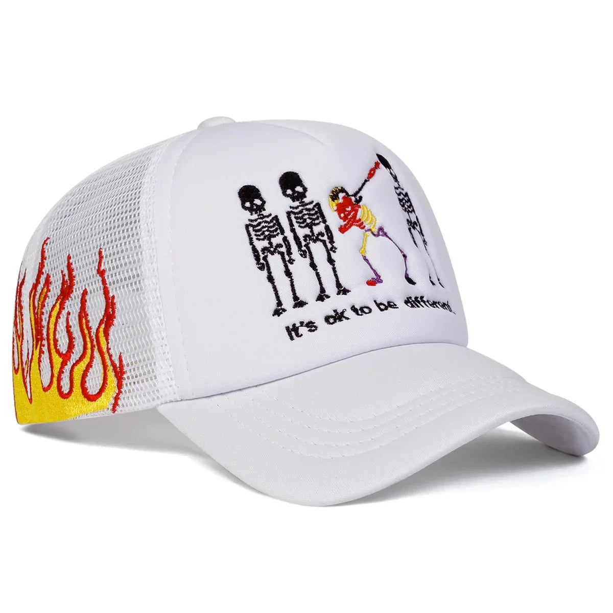 Unisex Skeleton Embroidery Baseball Net Caps