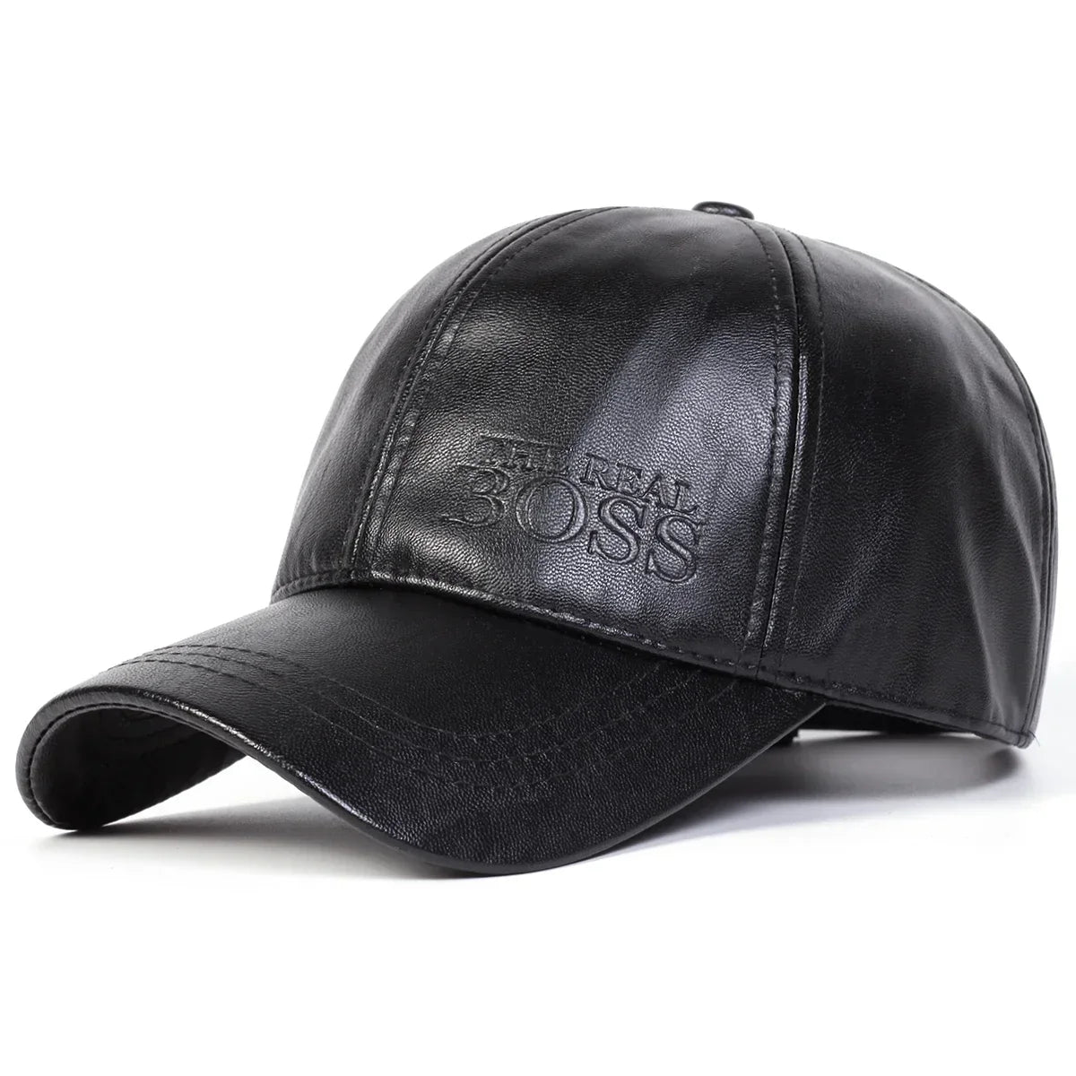 Unisex THE REAL BOSS Imprint PU Leather Baseball Cap
