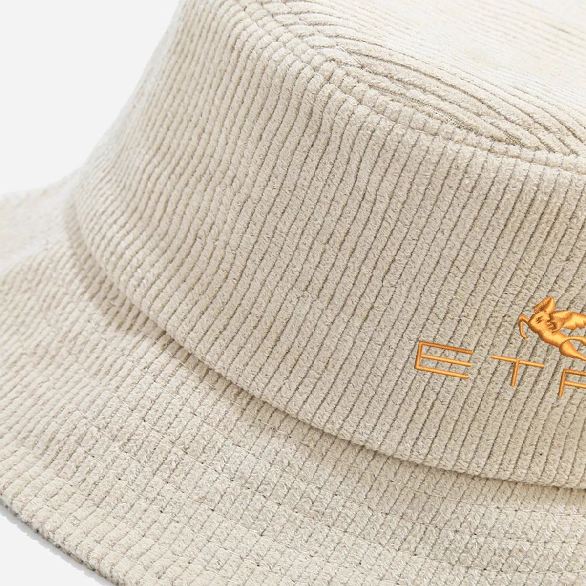 'E' Embroidery Corduroy Bucket Hat Breathable Sun Hat Unisex Fisherman Cap For Men & Women