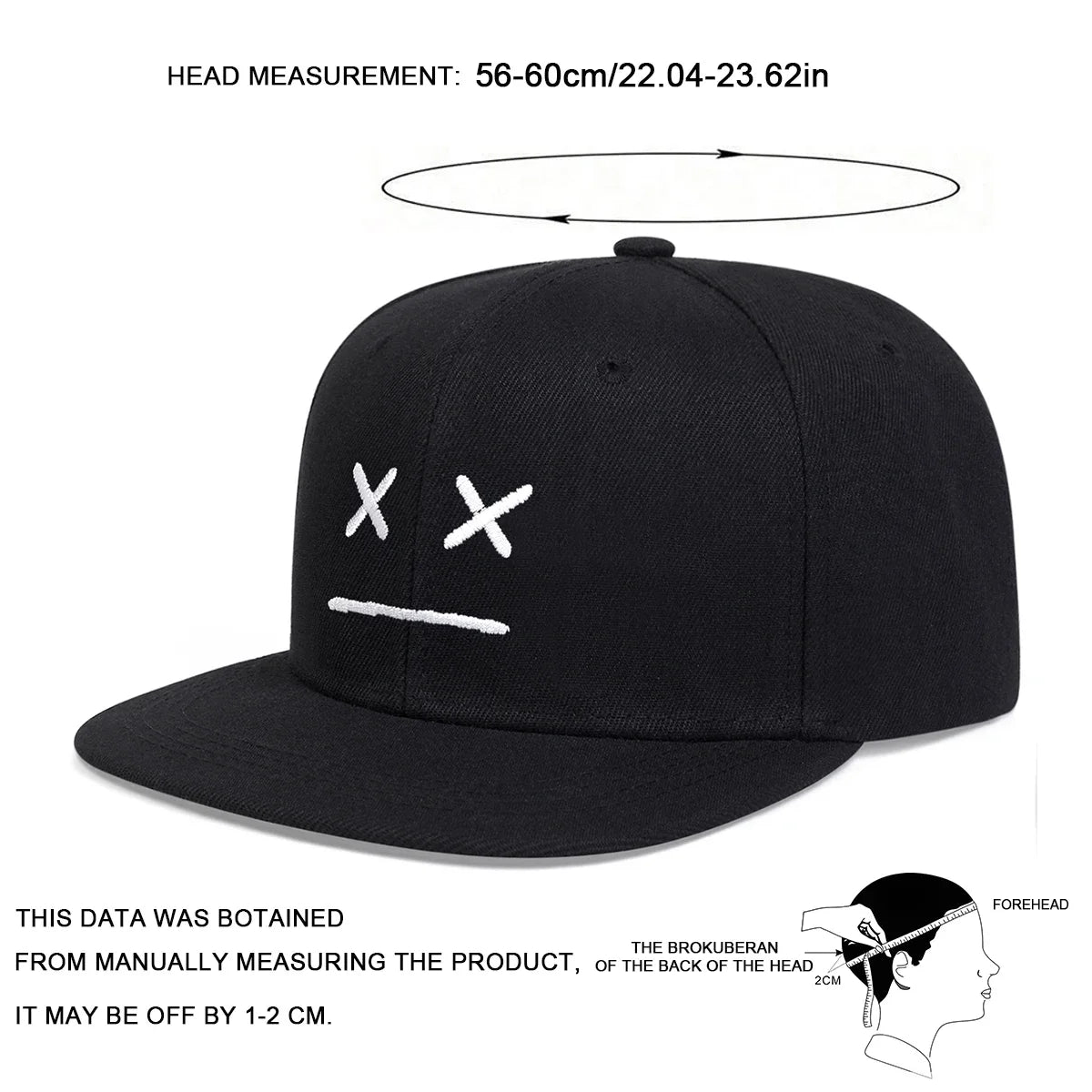 Unisex XX Smiley Face Embroidery Hip-hop Hats Snapback Caps
