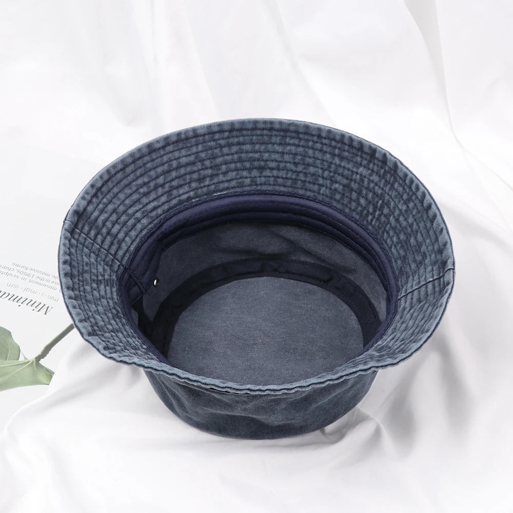 Fashion Denim Washed Bucket Hat Retro Foldable Fisherman Cap For Women Men