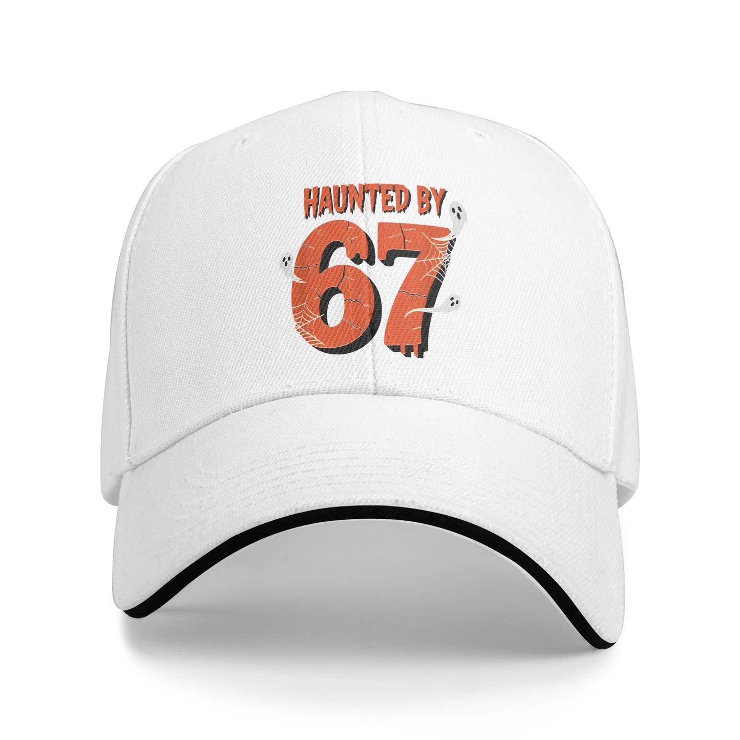Haunted By 67 Halloween Funny 67 Meme Six Seven Ghost Baseball Cap