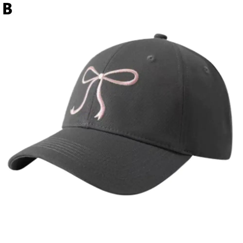 Bow Baseball Cap Embroidered Sweet Cute Soft