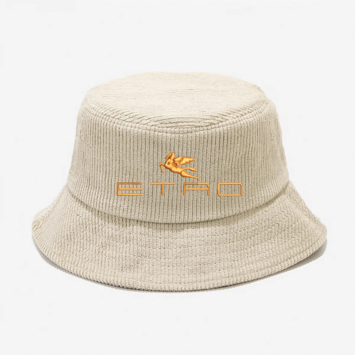 'E' Embroidery Corduroy Bucket Hat Breathable Sun Hat Unisex Fisherman Cap For Men & Women