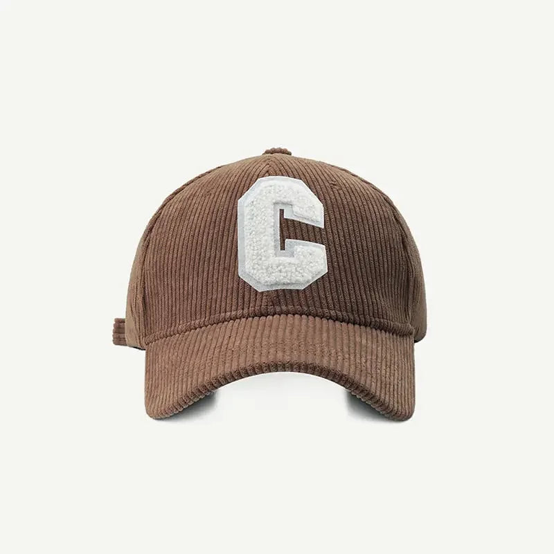 Corduroy Baseball Cap Ladies Fashion C Letter Snapback Hat Adjustable Casual Hip Hop Cap For Men