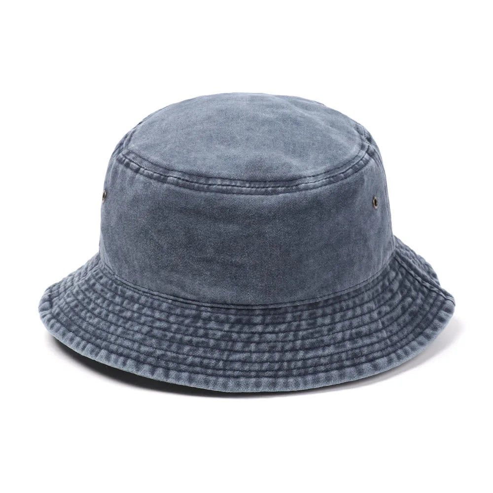 Fashion Denim Washed Bucket Hat Retro Foldable Fisherman Cap For Women Men