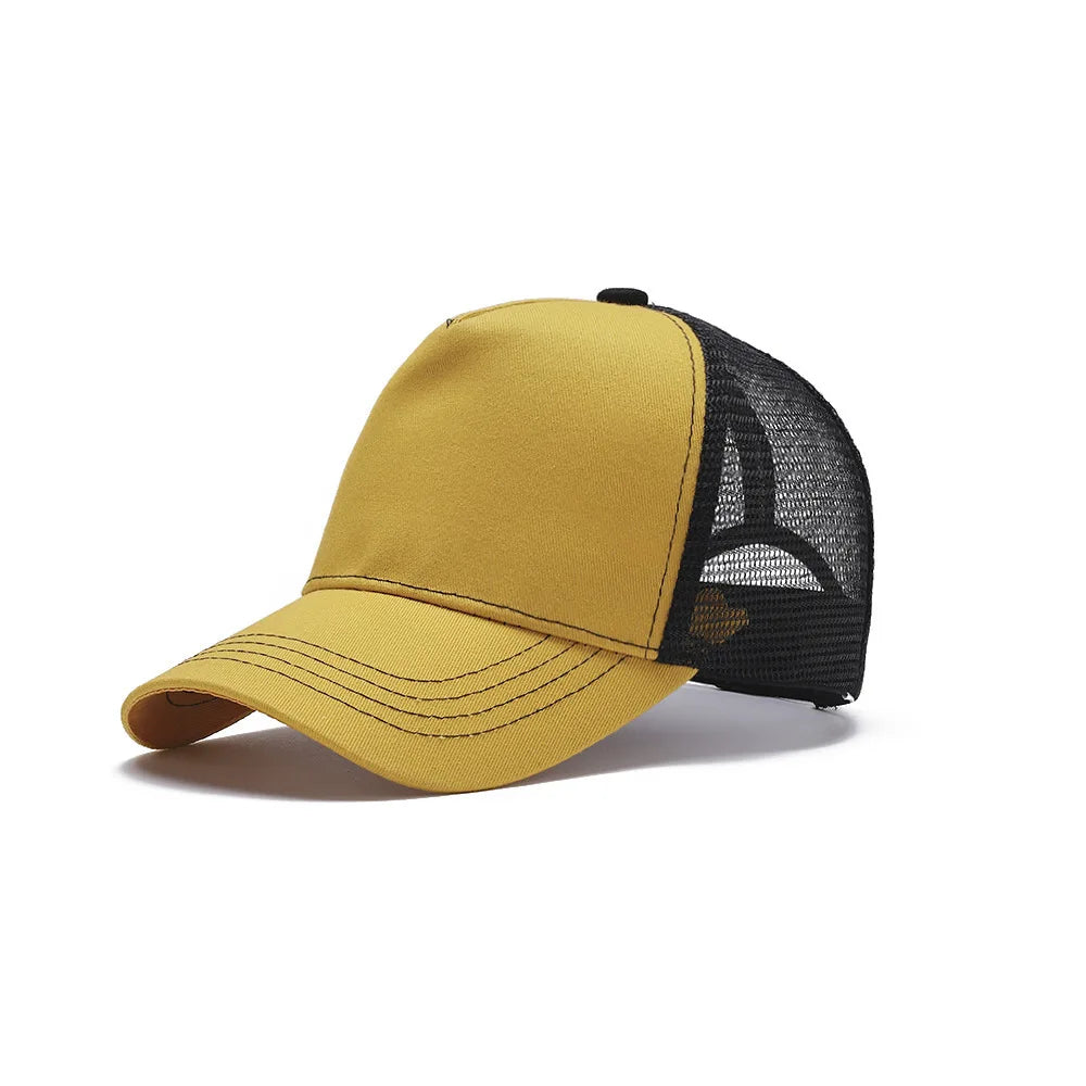 5 Pane Mesh Baseball Cap Adult Hip Hop Curved Snapback Hats