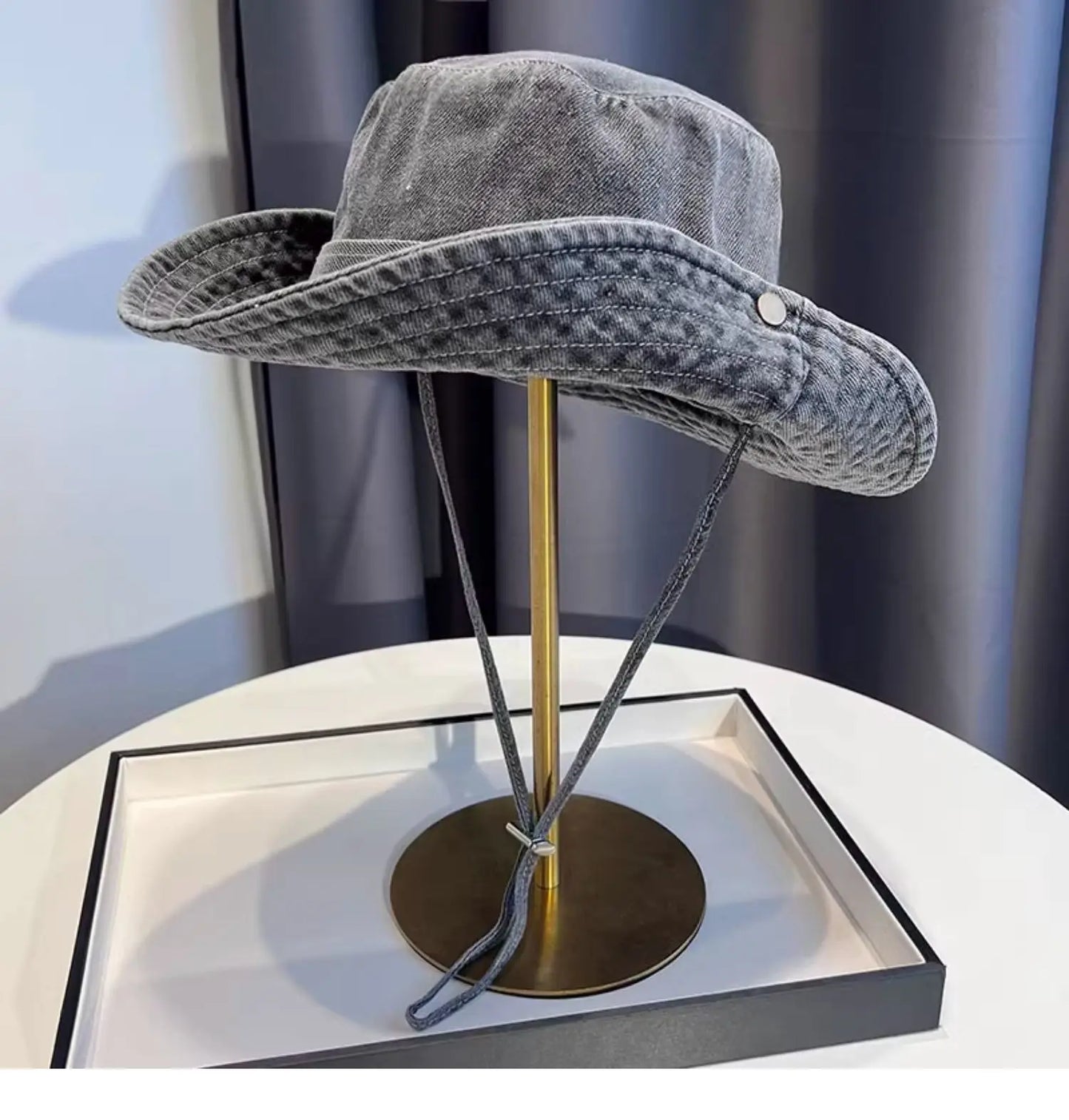 Vintage Washed Denim Bucket Hat Unisex Summer Sun Hat For Women Men