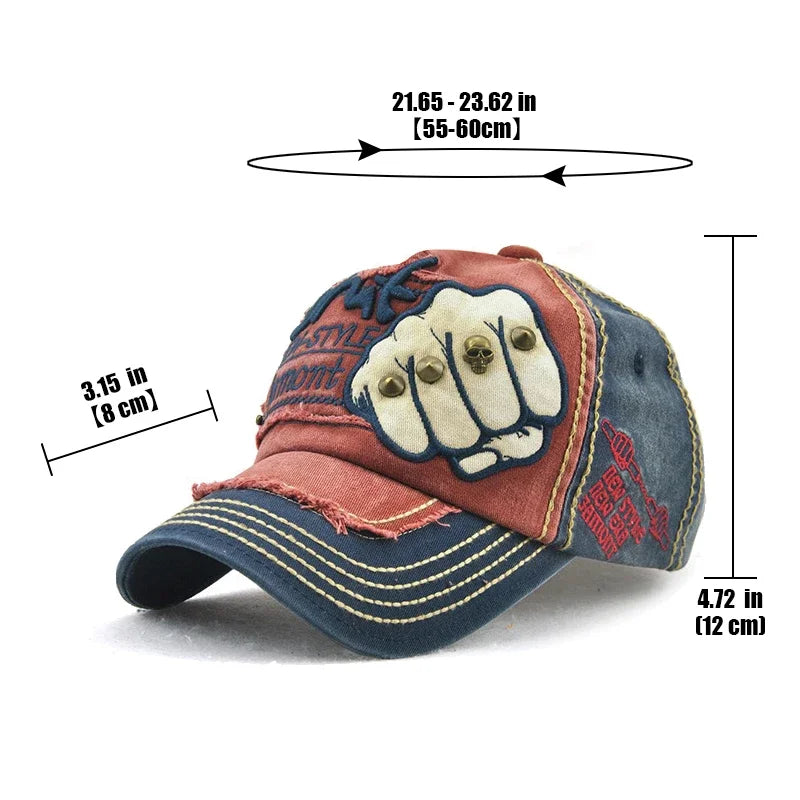 Fashion Baseball Cap Sports Outdoors Casual Cap Gorras Hip Hop Caps On Size Adjustable Unisex Fist River Patch