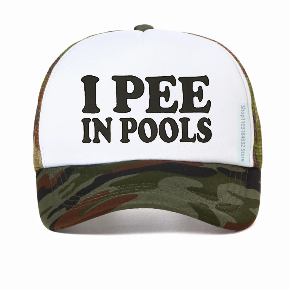 I Pee In Pools Letter Mesh Baseball Cap