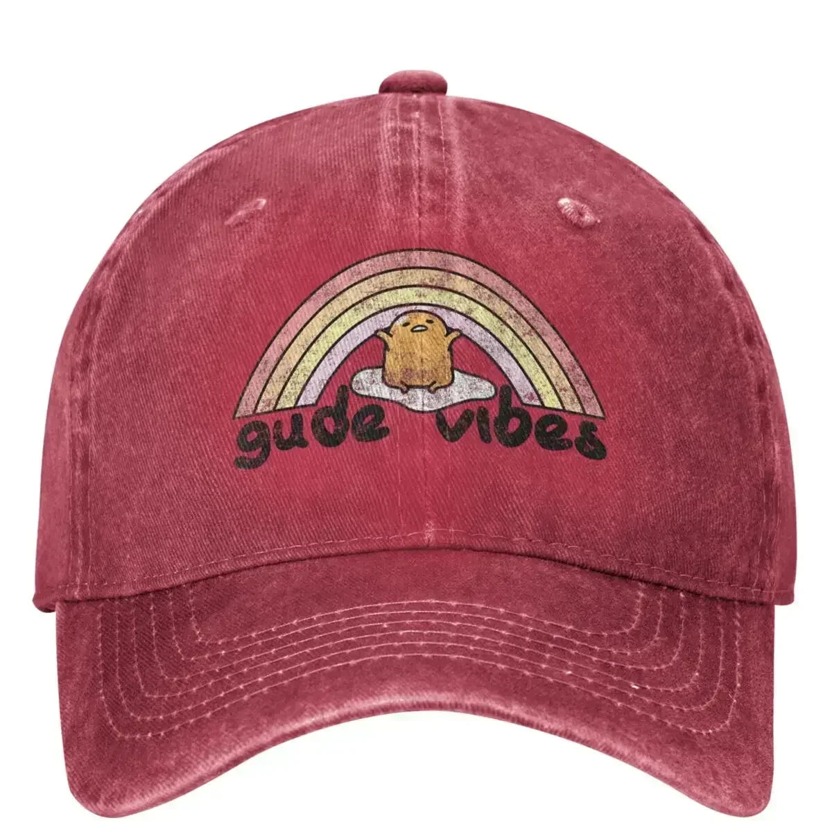 Gude Vibes Good Vibes Rainbow Washed Baseball Cap