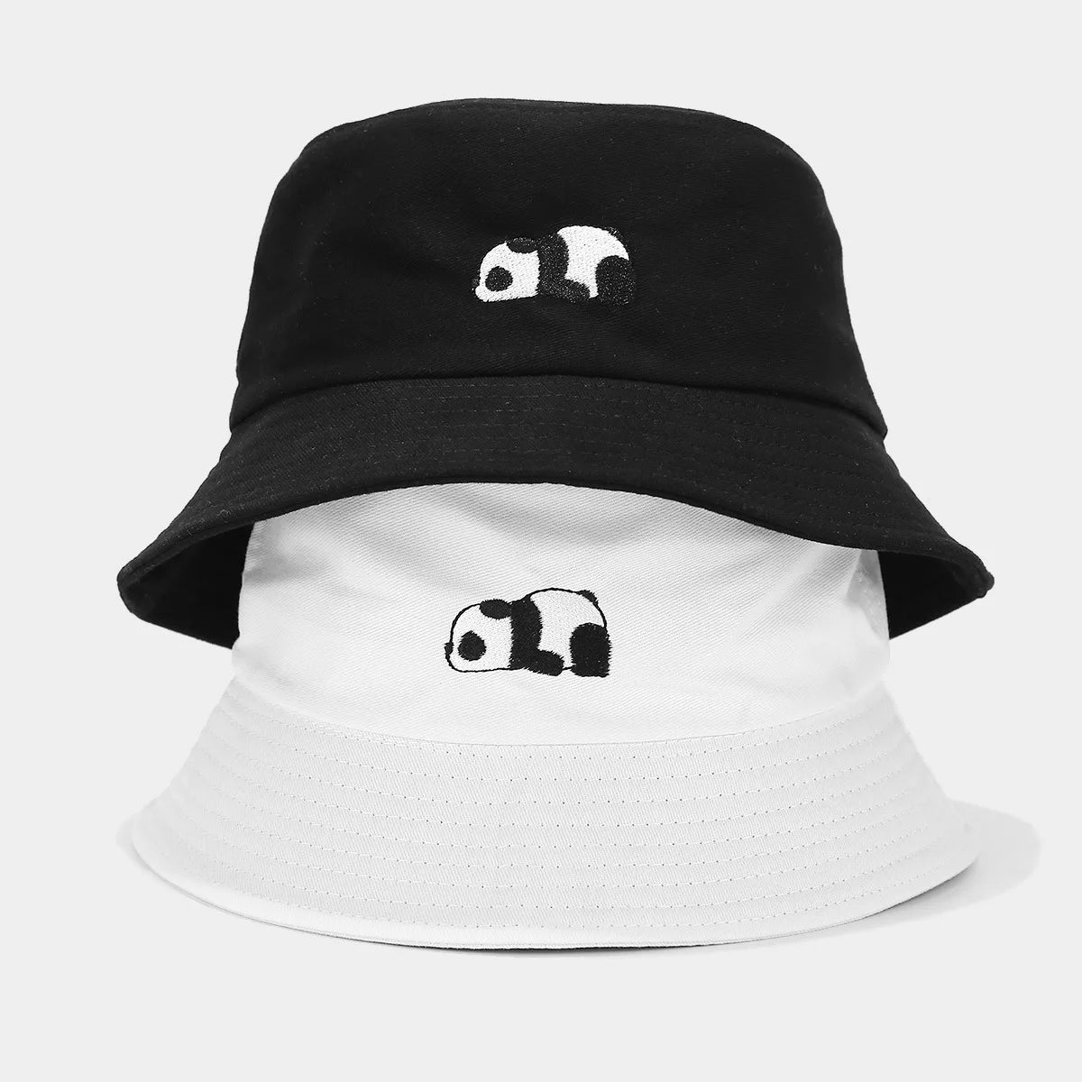 Fashion Cartoon Panda Funny Black White Bucket Hat For Men Women