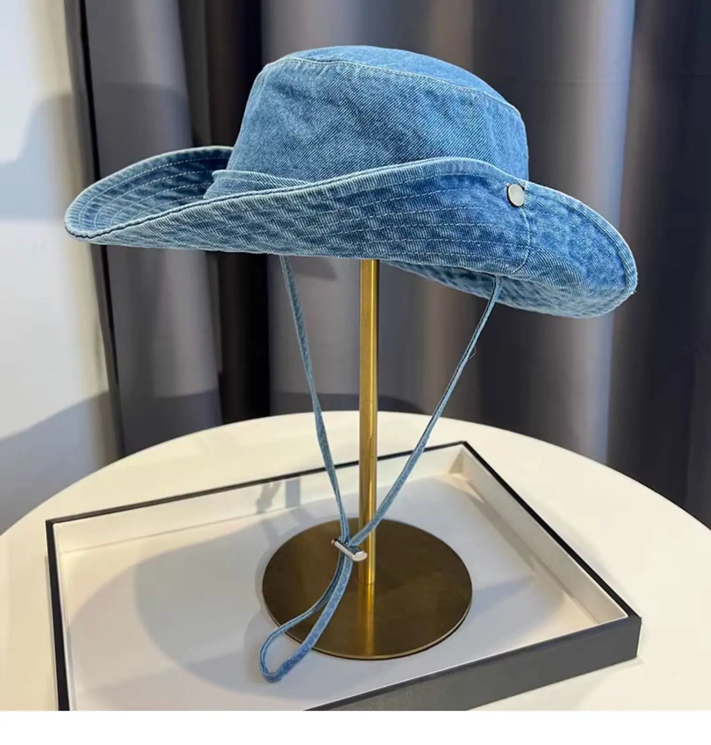 Vintage Washed Denim Bucket Hat Unisex Summer Sun Hat For Women Men