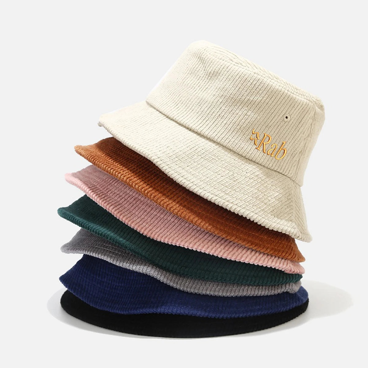 Embroidery Corduroy Bucket Hat Breathable Sun Hat Unisex Fisherman Cap For Men & Women