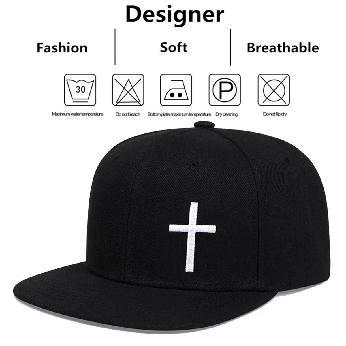 Unisex Cross Embroidery Hip-hop Hats Baseball Caps Snapback Caps