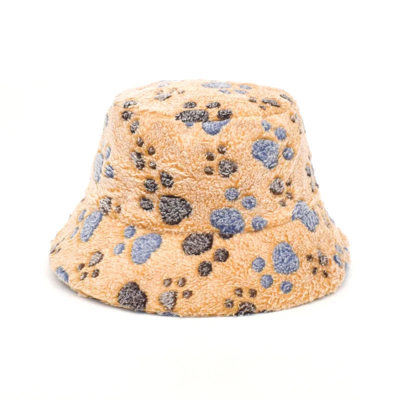 Winter Bucket Hat Women's Fashion Leopard Panama Warm Hat For Women
