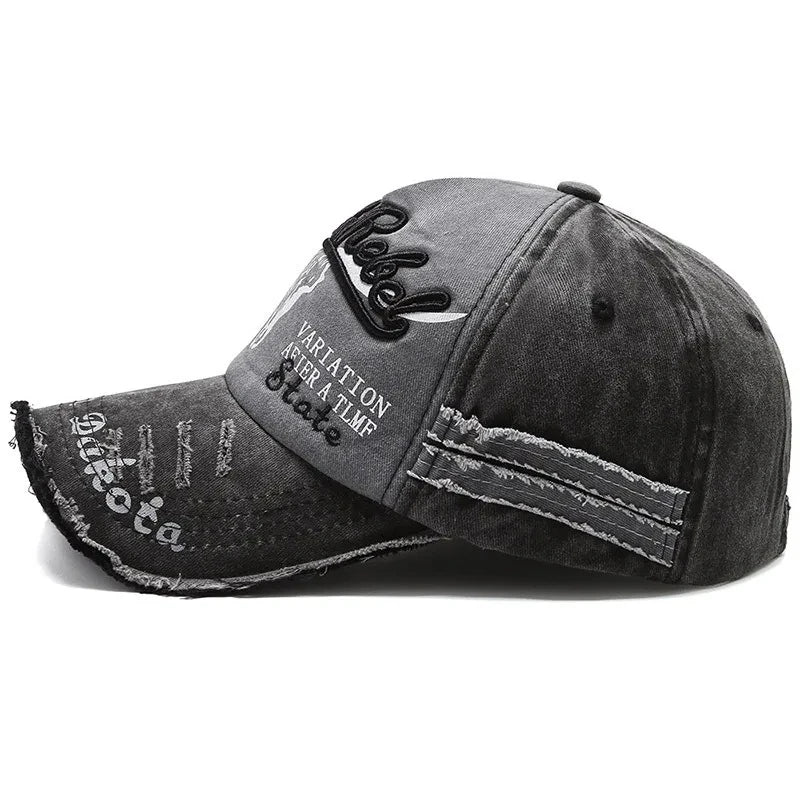 Unisex Washed Cotton Vintage Cap Letter Embroidery Baseball Cap