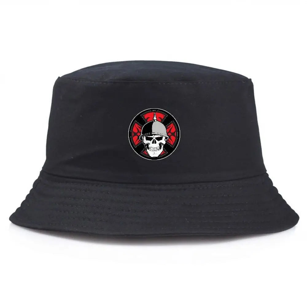 Summer Fisherman Bucket Hat Skull Print Cotton Fishing Cap