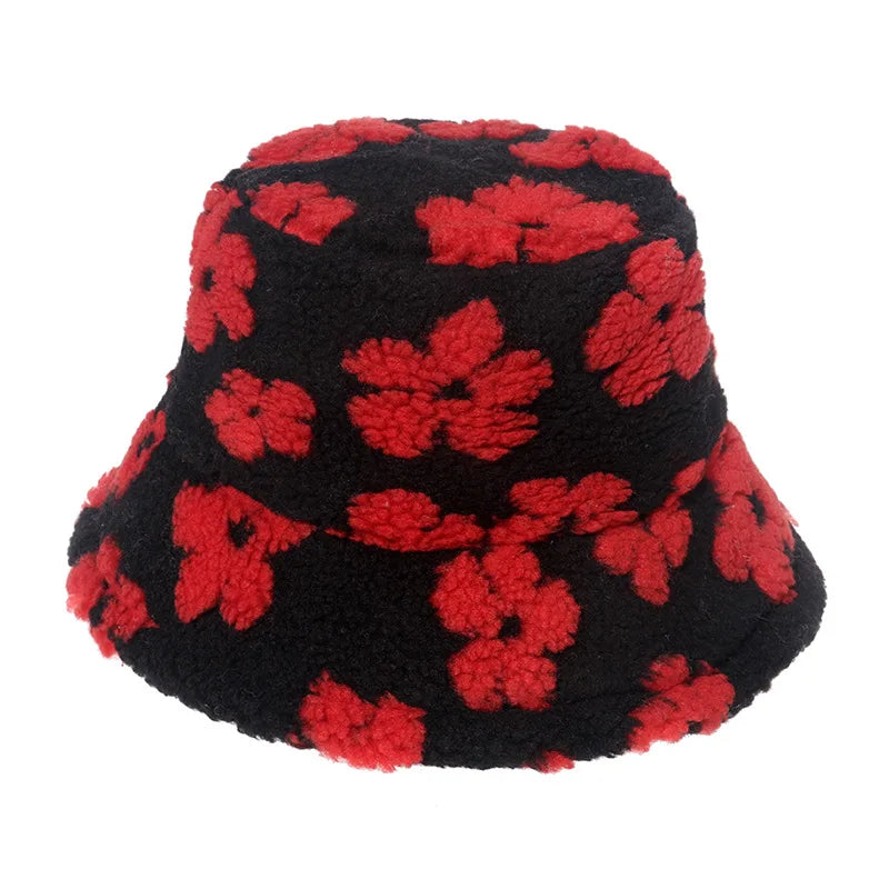 Winter Bucket Hat Women's Fashion Leopard Panama Warm Hat For Women