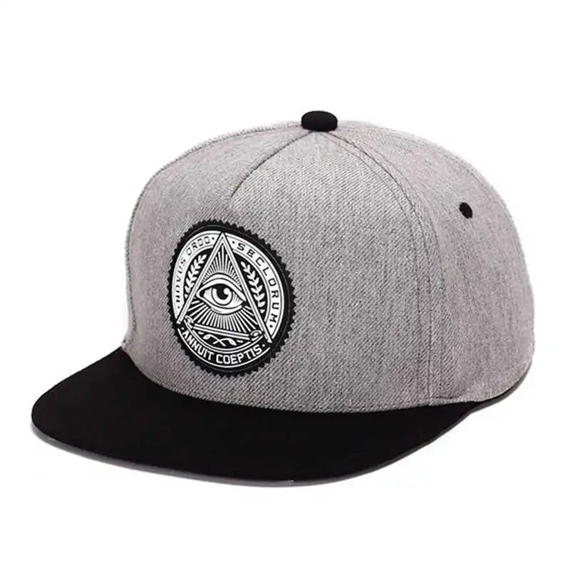 Fashion 5 Panels Cotton Snapback Cap God Eyes Plastic Patch Men Flat Brim Baseball Caps For Men Women